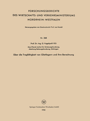 cover image of Über die Tragfähigkeit von Gleitlagern und ihre Berechnung